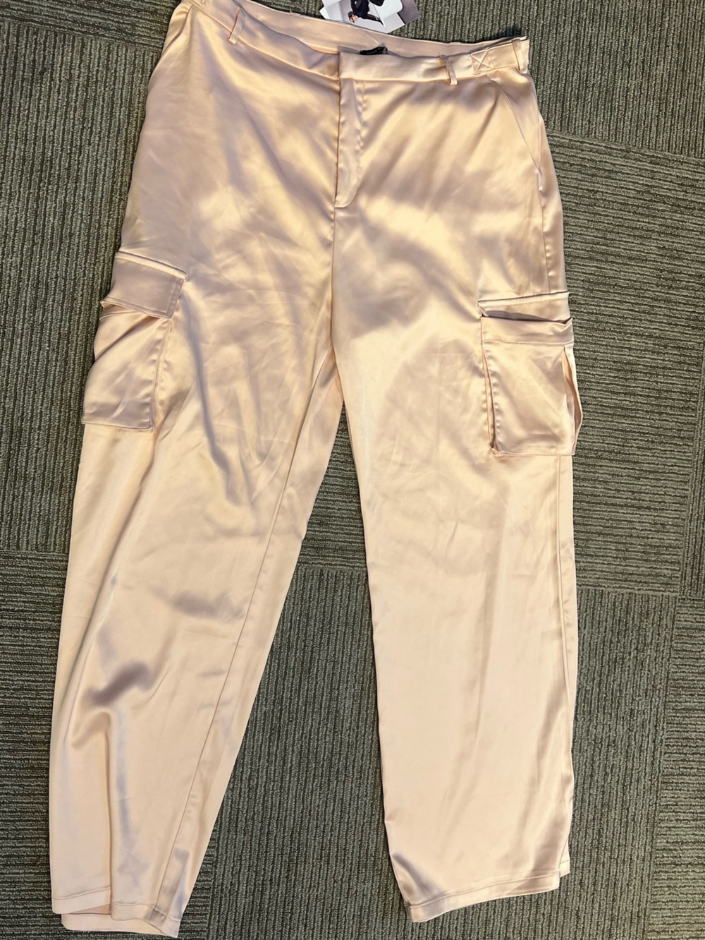 Nordstrom Cream-Tan Satin Cargo Pants